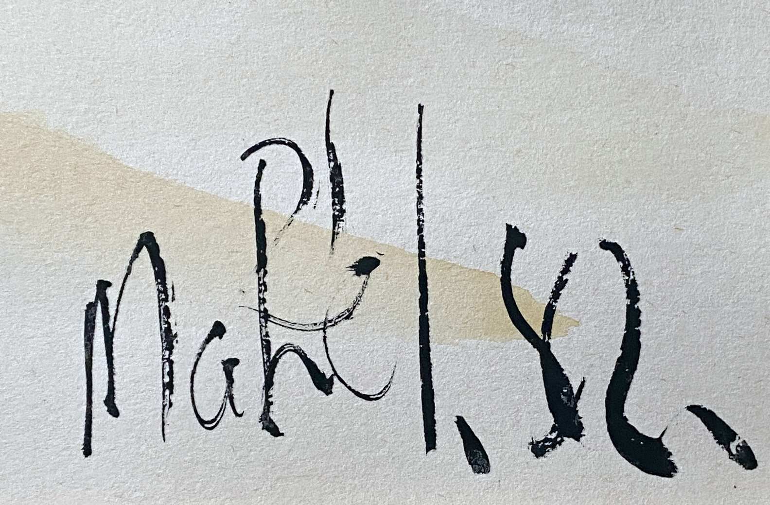 Watercolor painting "Breton Marine" seaside beach signed Mahel 82