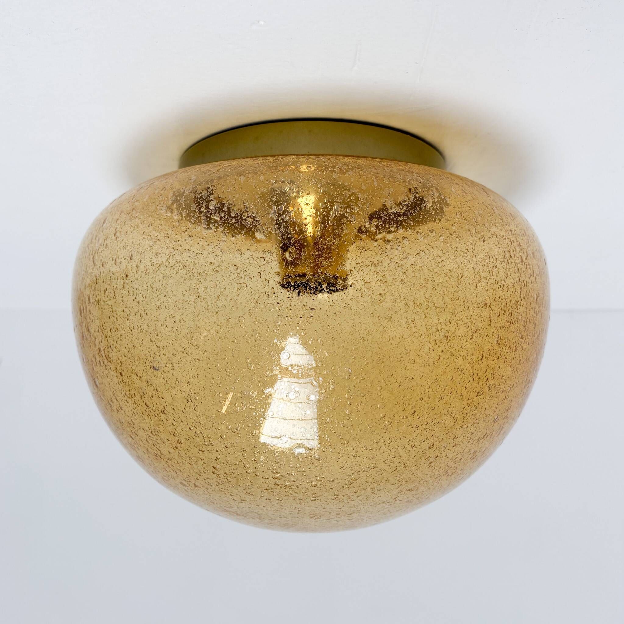 Ceiling or wall lamp in amber mushroom style, 1960s.