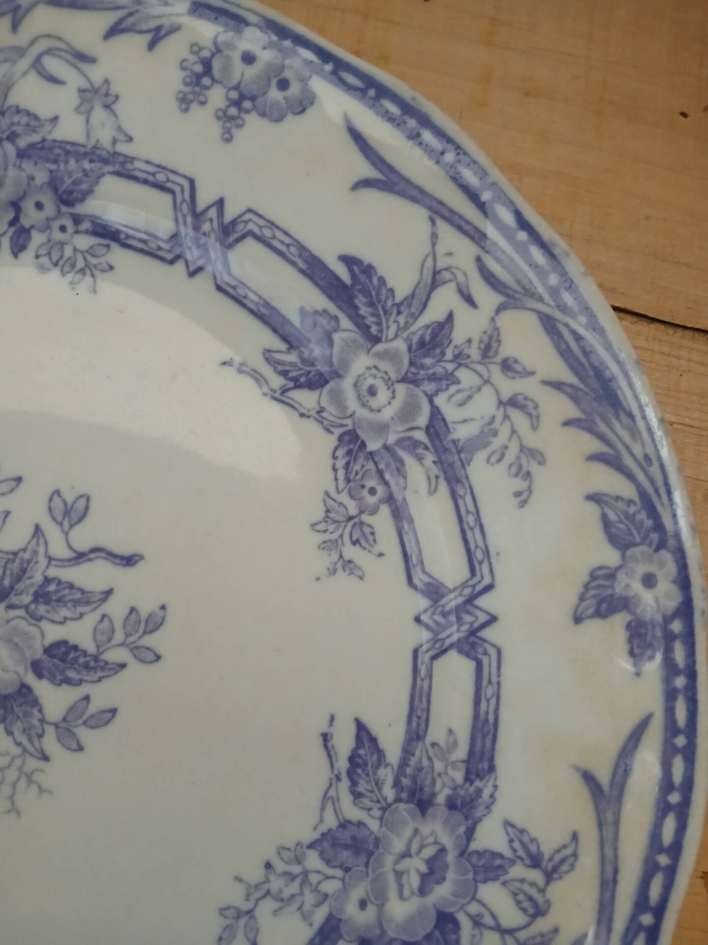 3 antique flat plates in ironstone