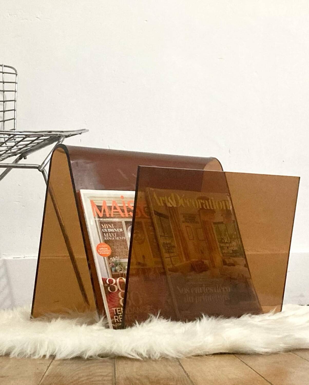 Smoked Plexiglas magazine holder Michel Dumas
