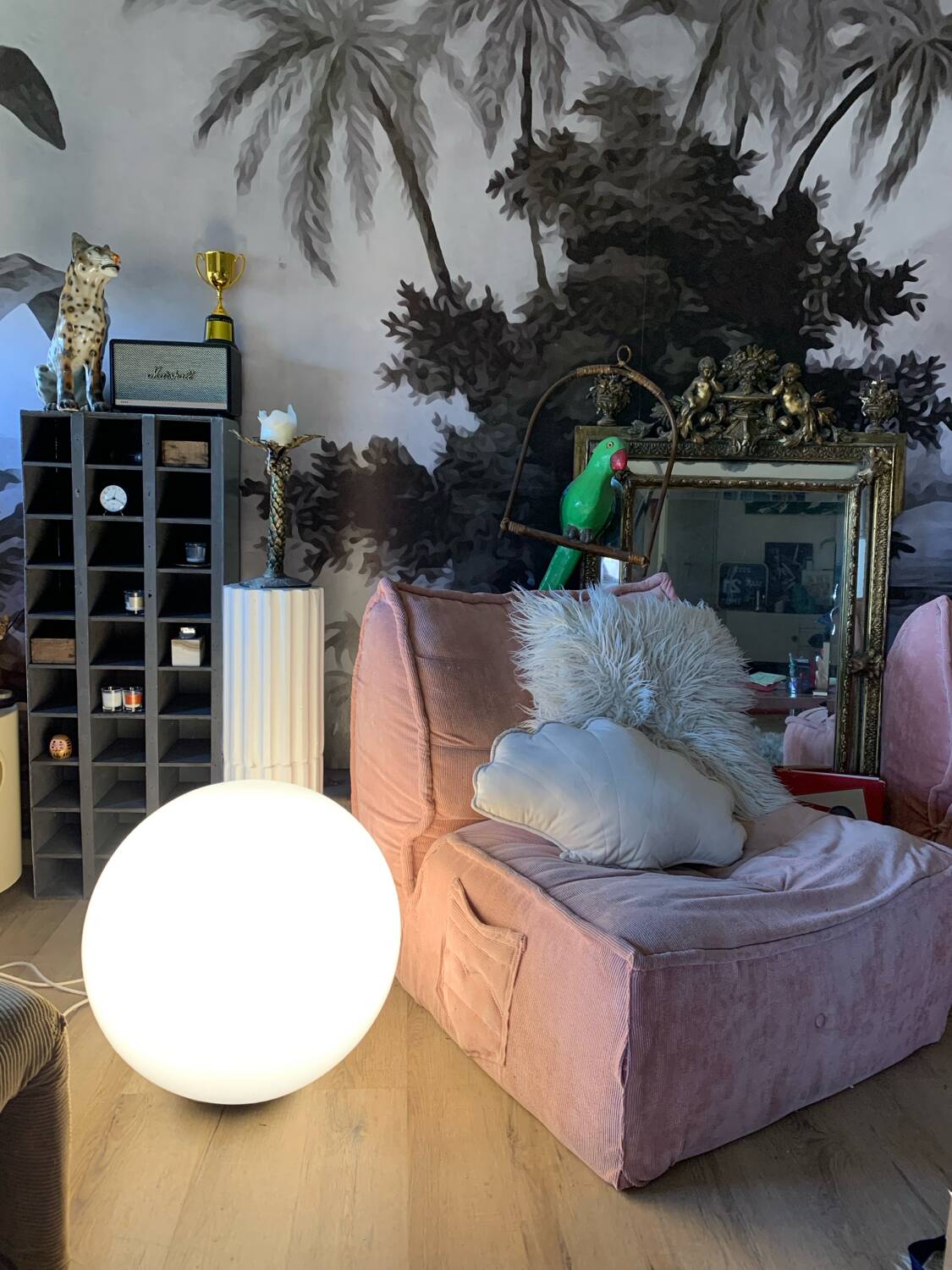 Large floor ball lamp