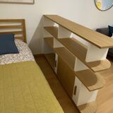 Oak veneer floating bookcase