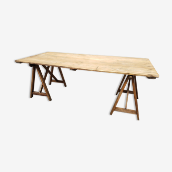 Farm or workshop table on trestles