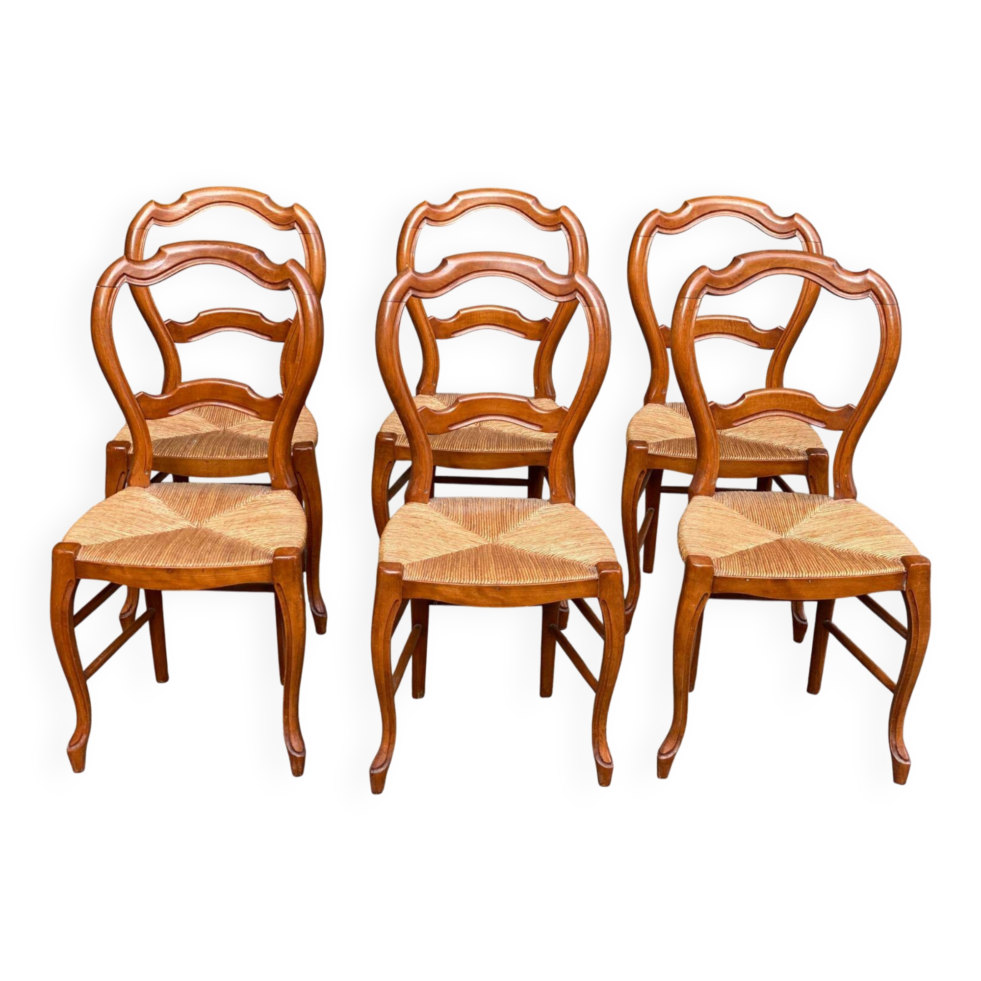 6 Louis Philippe straw chairs