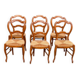 6 Louis Philippe straw chairs