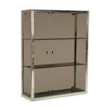 Showcase gold metal smoked glass 70s modern vintage