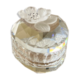 Vintage swarovski crystal jewerly box, frosted flower on the lid. signed, beautiful gift/