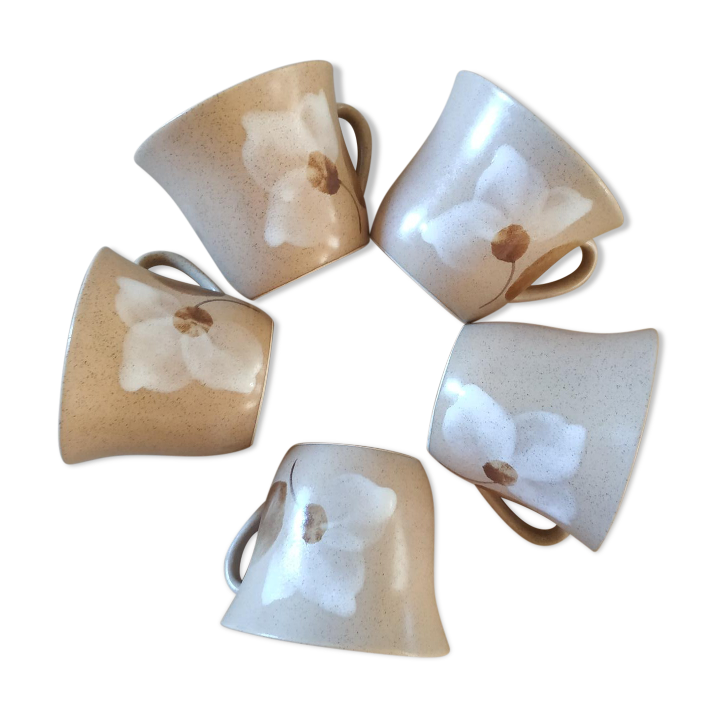 Set of 5 vintage stoneware coffee cups