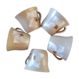 Set of 5 vintage stoneware coffee cups