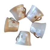 Set of 5 vintage stoneware coffee cups