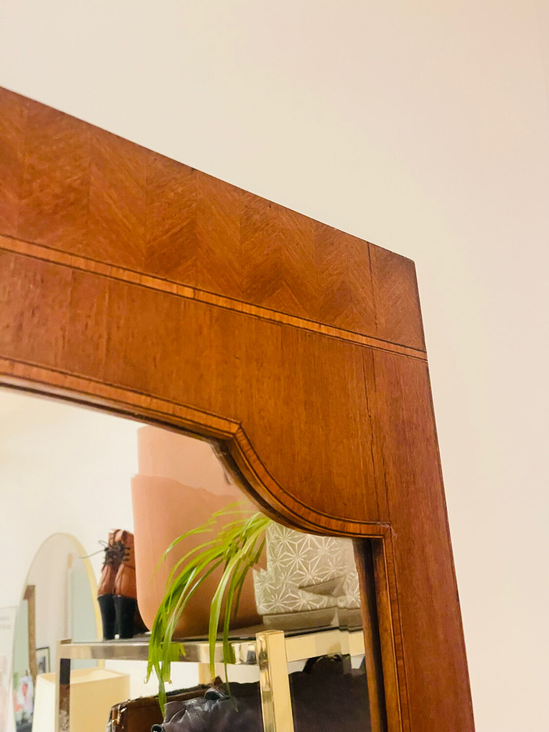 Bevelled Art Deco mirror – marquetry, 1930s