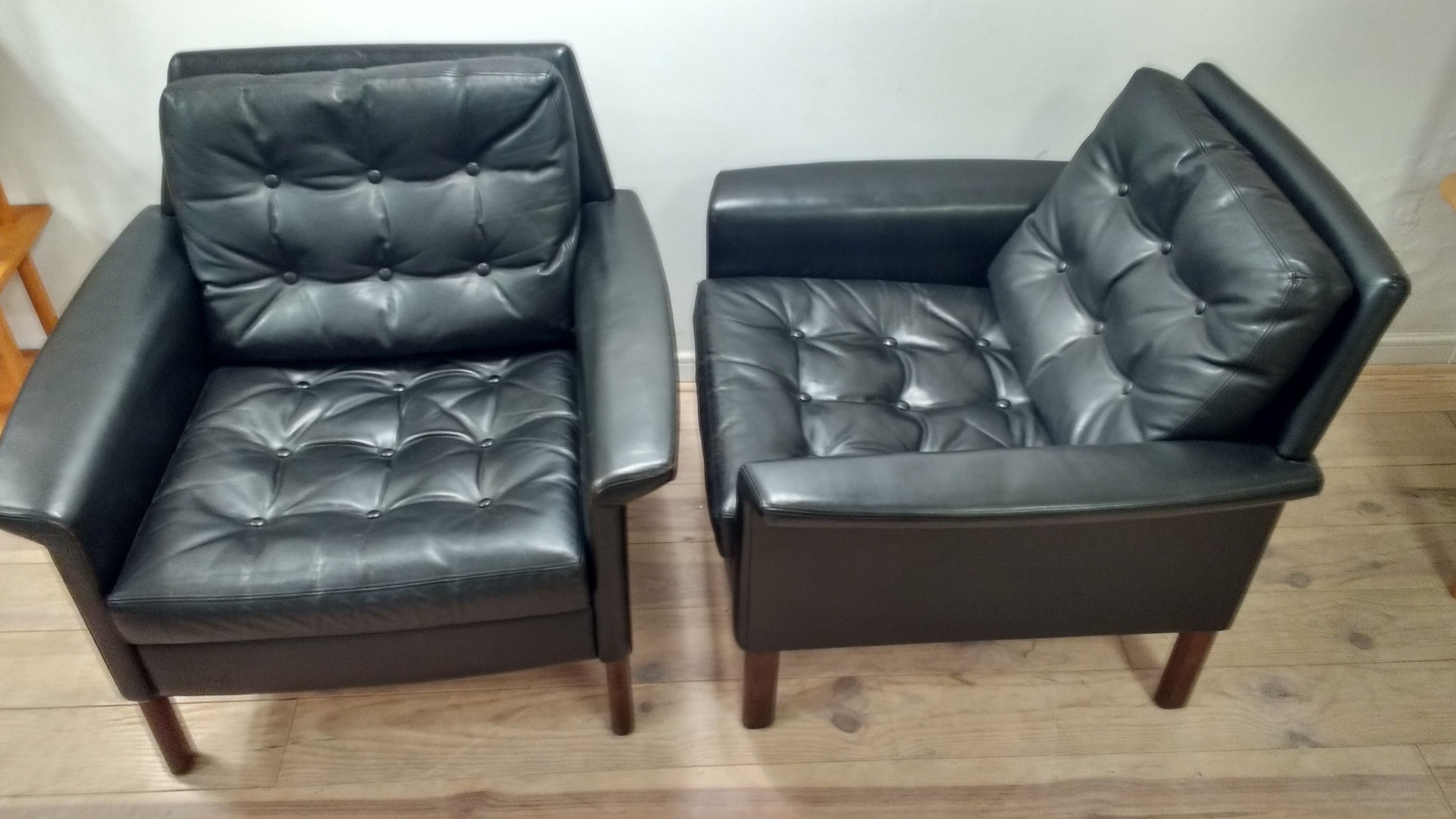 Pair of leather Danish chairs