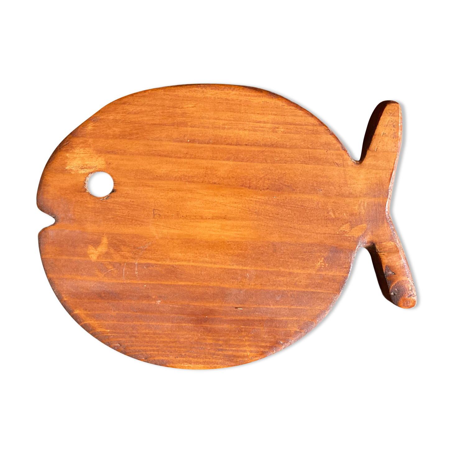 Plateau poisson en bois dessous de plat planche à découper