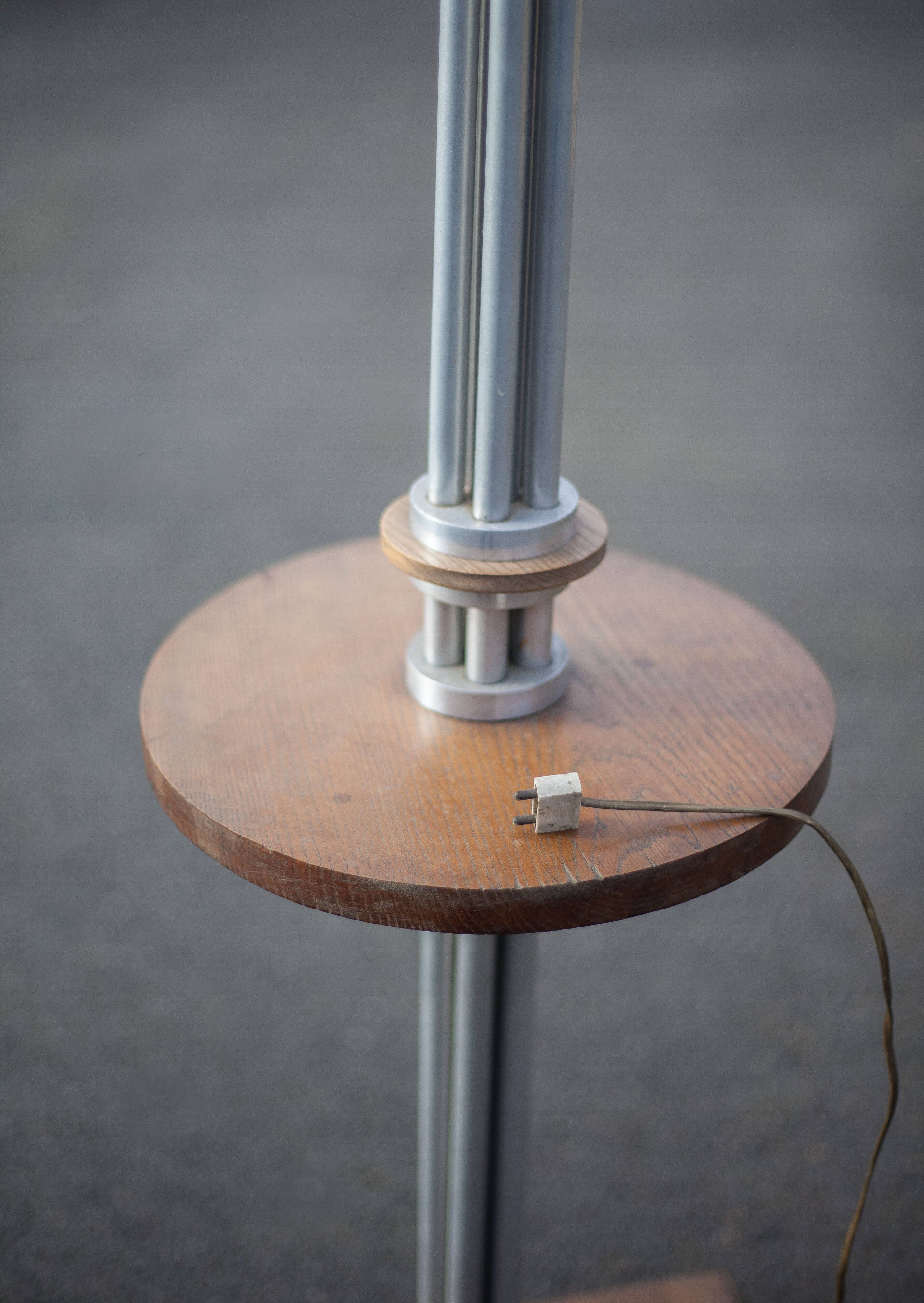 Art deco floor lamp, art deco floor lamp, wood and aluminum lamp, interior decoration