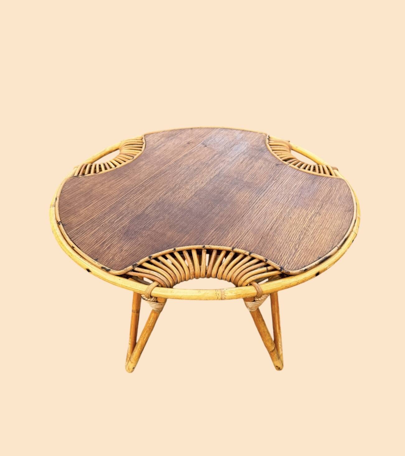 Janine Abraham Rattan Tripod Coffee Table