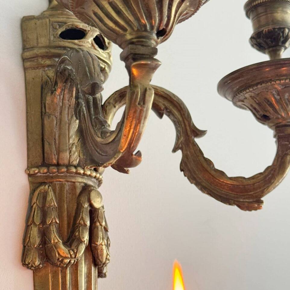 Pair of Mid-19th Century Napoleon III 2-Branch Gilt Bronze Candle Sconces