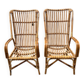 Pair of vintage rattan armchairs from the 70s