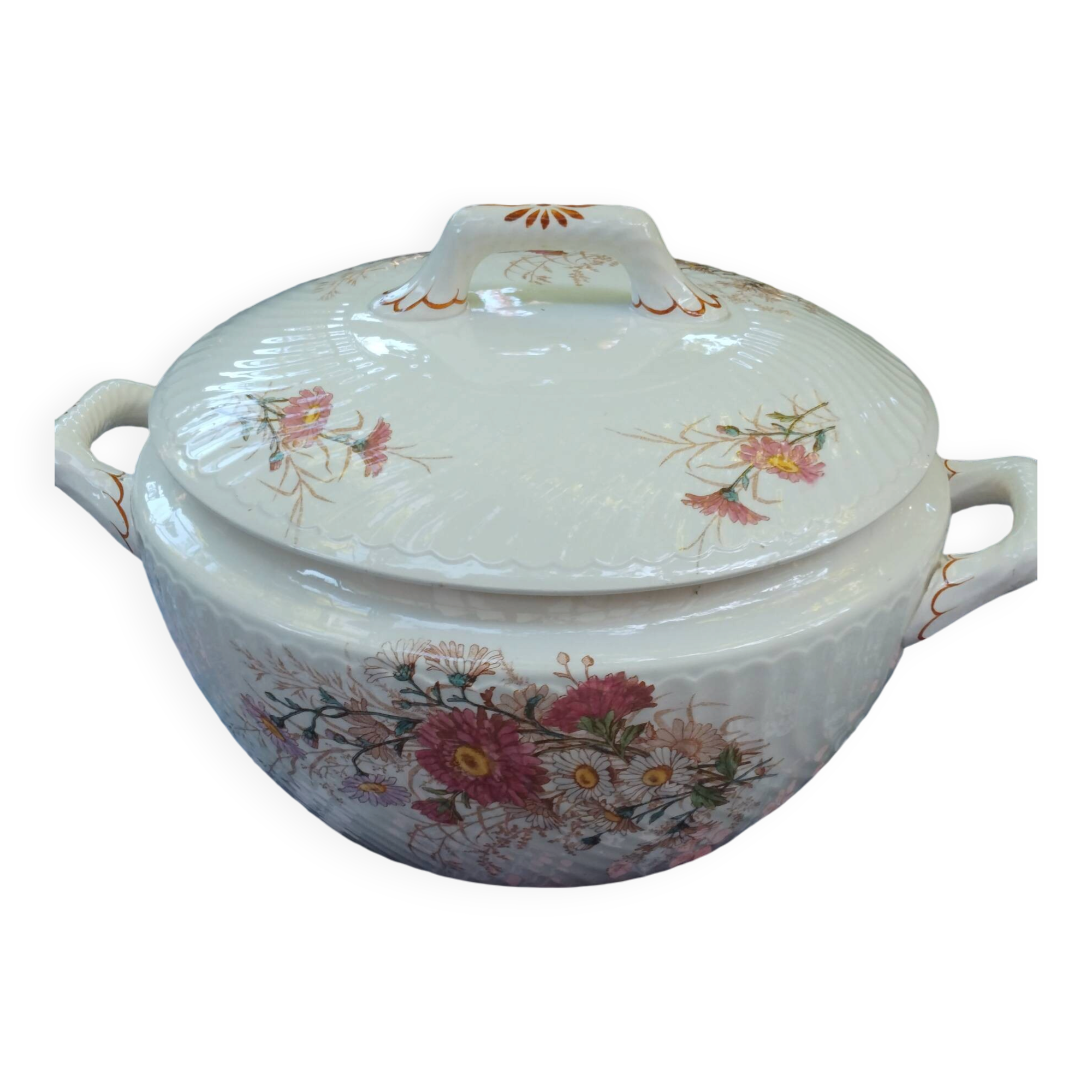 Old ceramic soup tureen Lunéville KG pattern Queen Marguerite