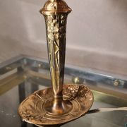 French Art Deco Table Lamp by Cherrier & Besnus very beautiful pressed molded pink glass - 1920s 33x12