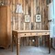 Large desk with turned legs in solid oak (renovated)