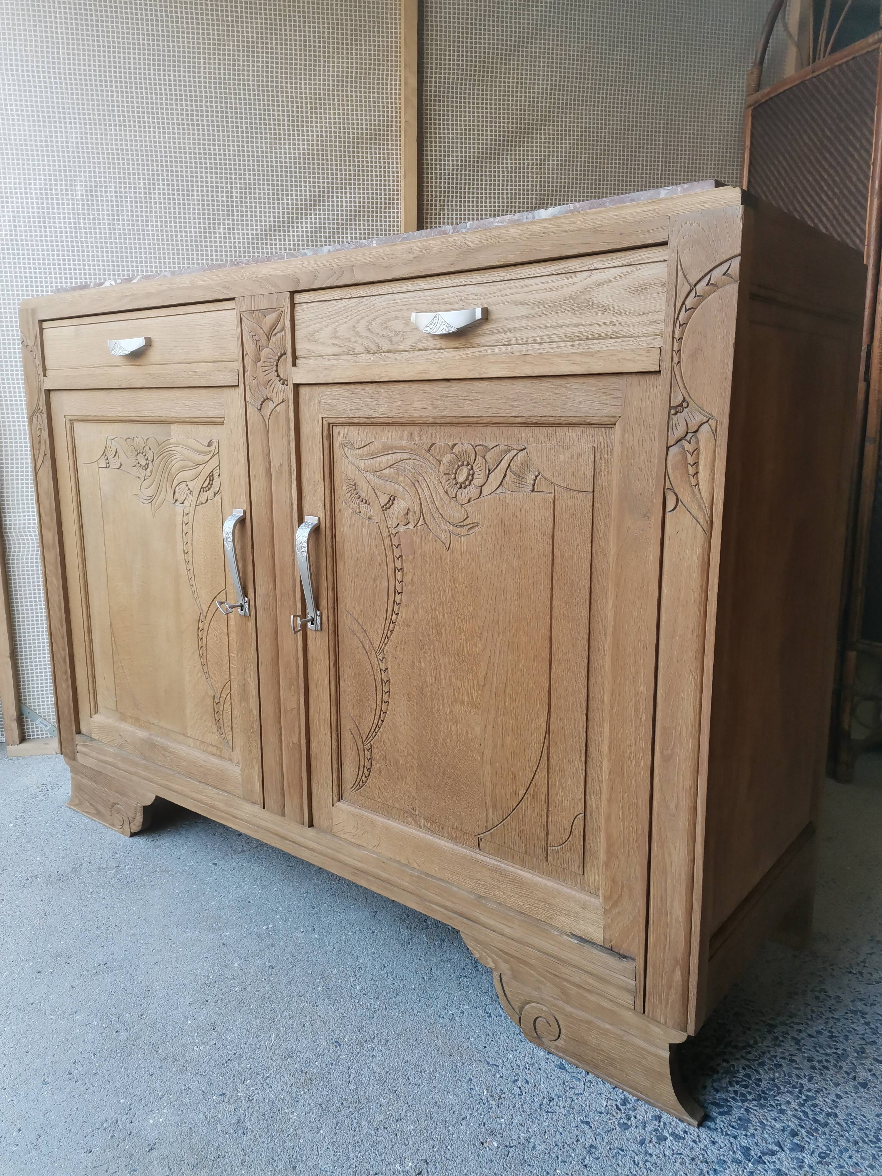 Art Deco wooden and marble buffet