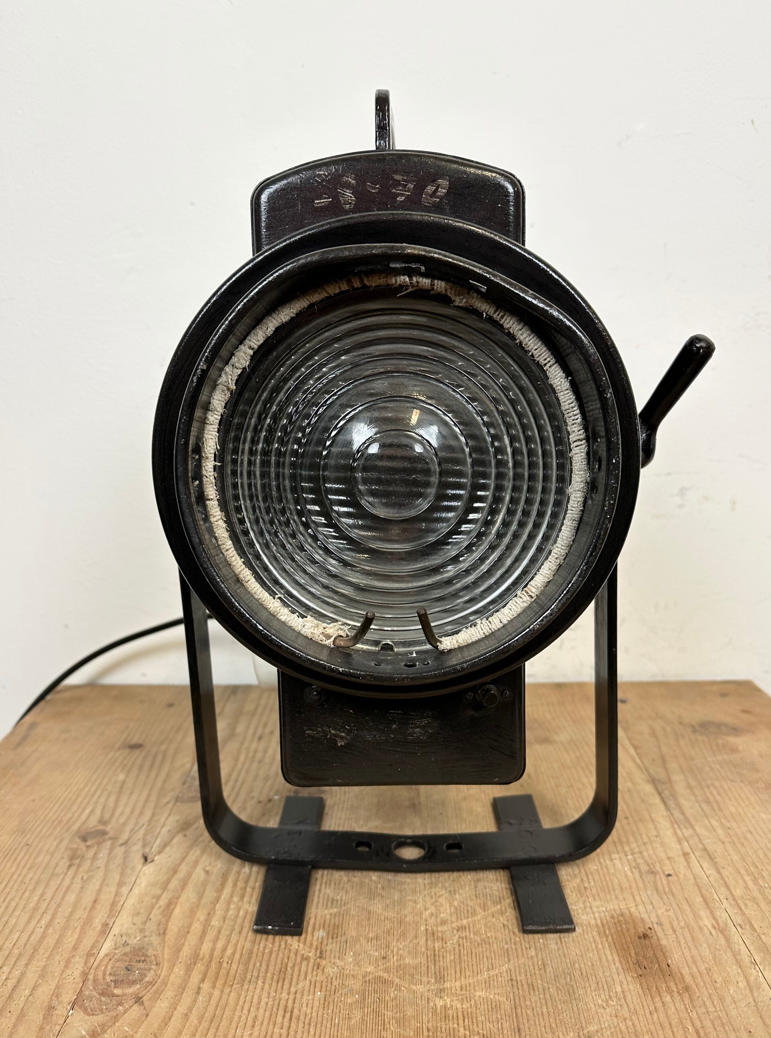 Vintage black theatre spotlight table lamp, 1960s