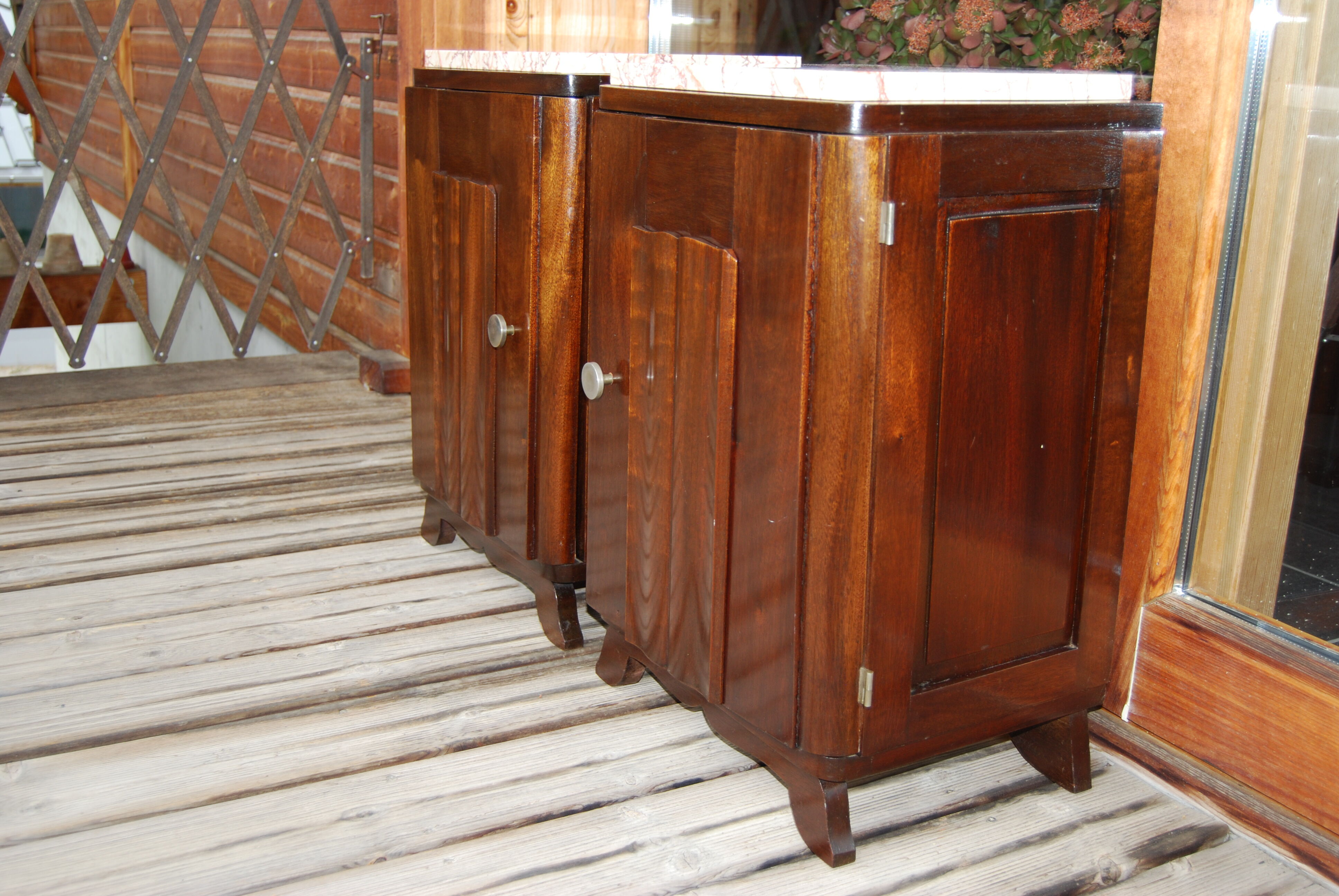Pair of Vintage 1940 bedside tables with marble.