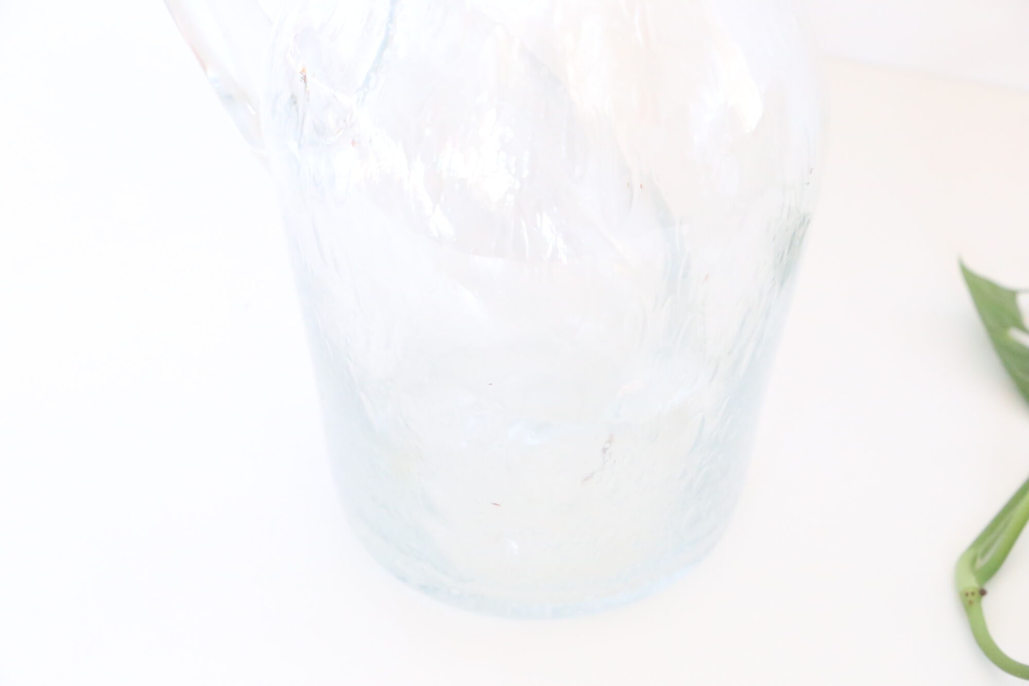 Bubbled glass pitcher with ice tank, handcrafted, French vintag manufacturing