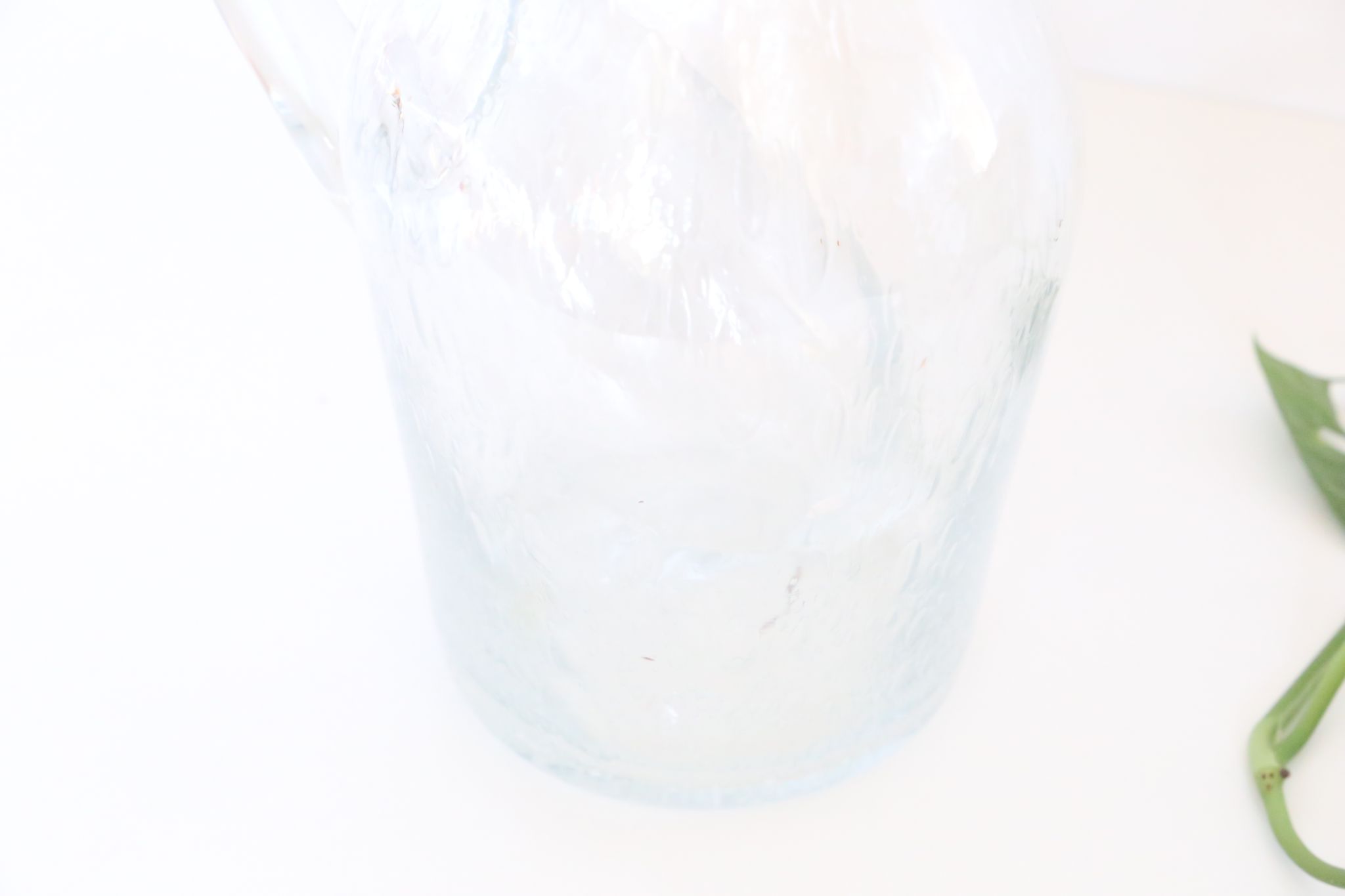 Bubbled glass pitcher with ice tank, handcrafted, French vintag manufacturing