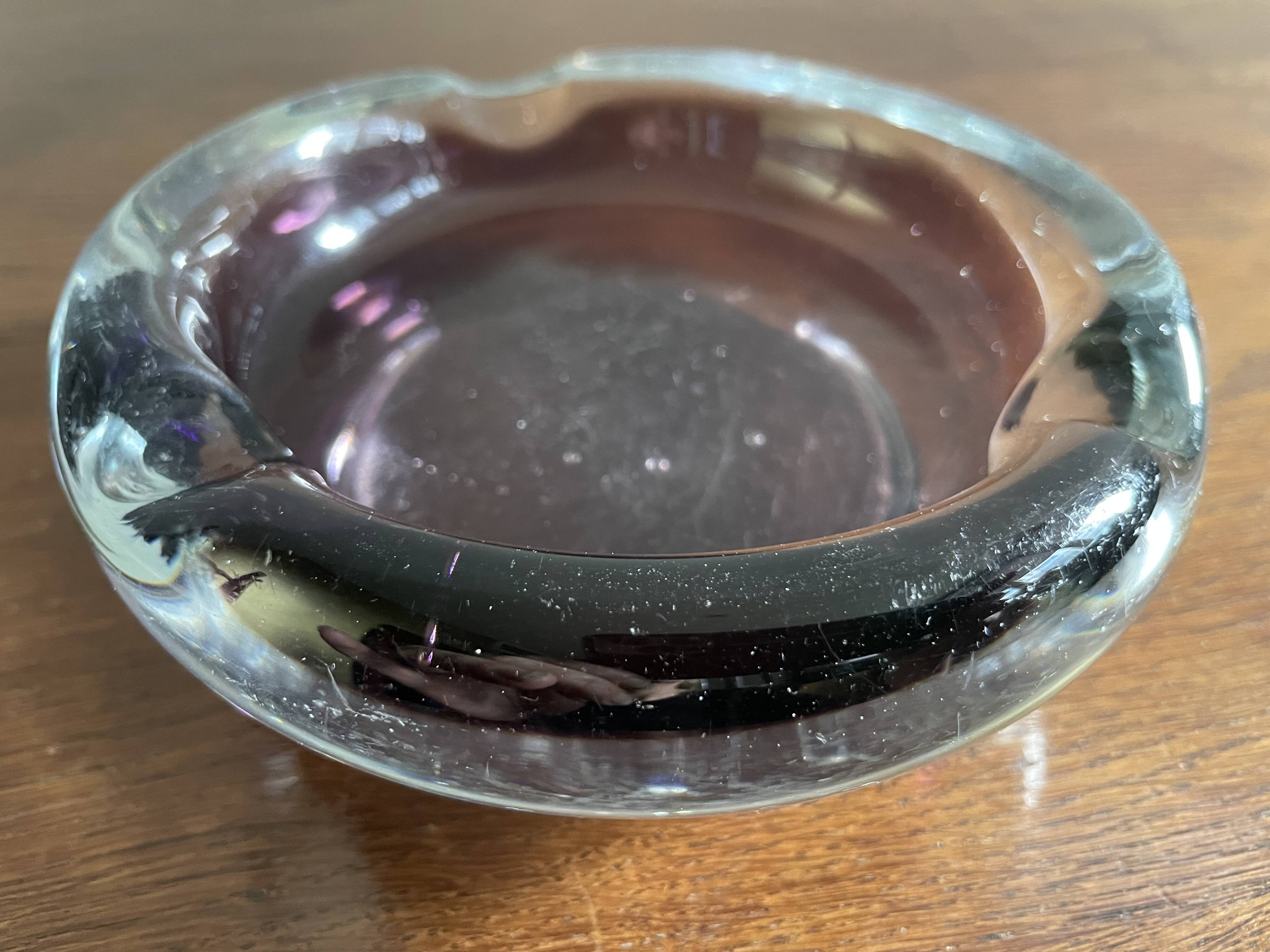 Cendrier rond violet foncé, Murano