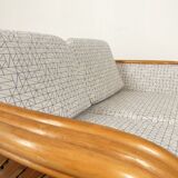 Sofa bamboo and rattan with graphic fabric