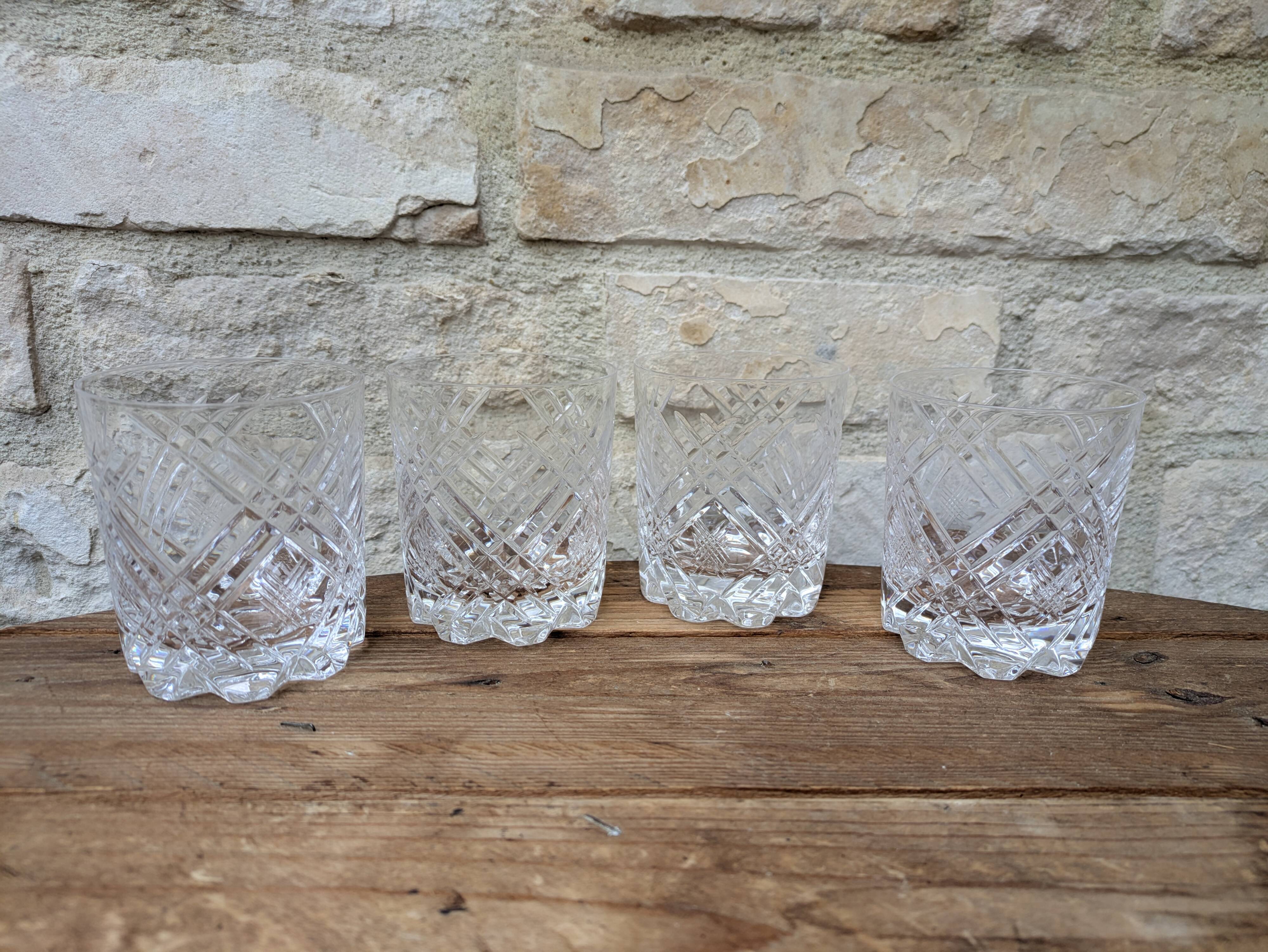 Set of 4 cut crystal whisky glasses from Cristal de Vannes