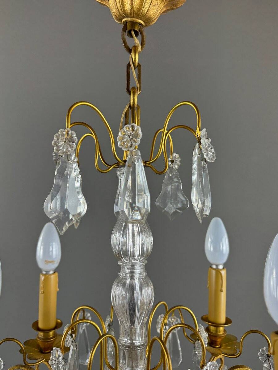 Lustre en cristal et bronze doré, début XXe siècle