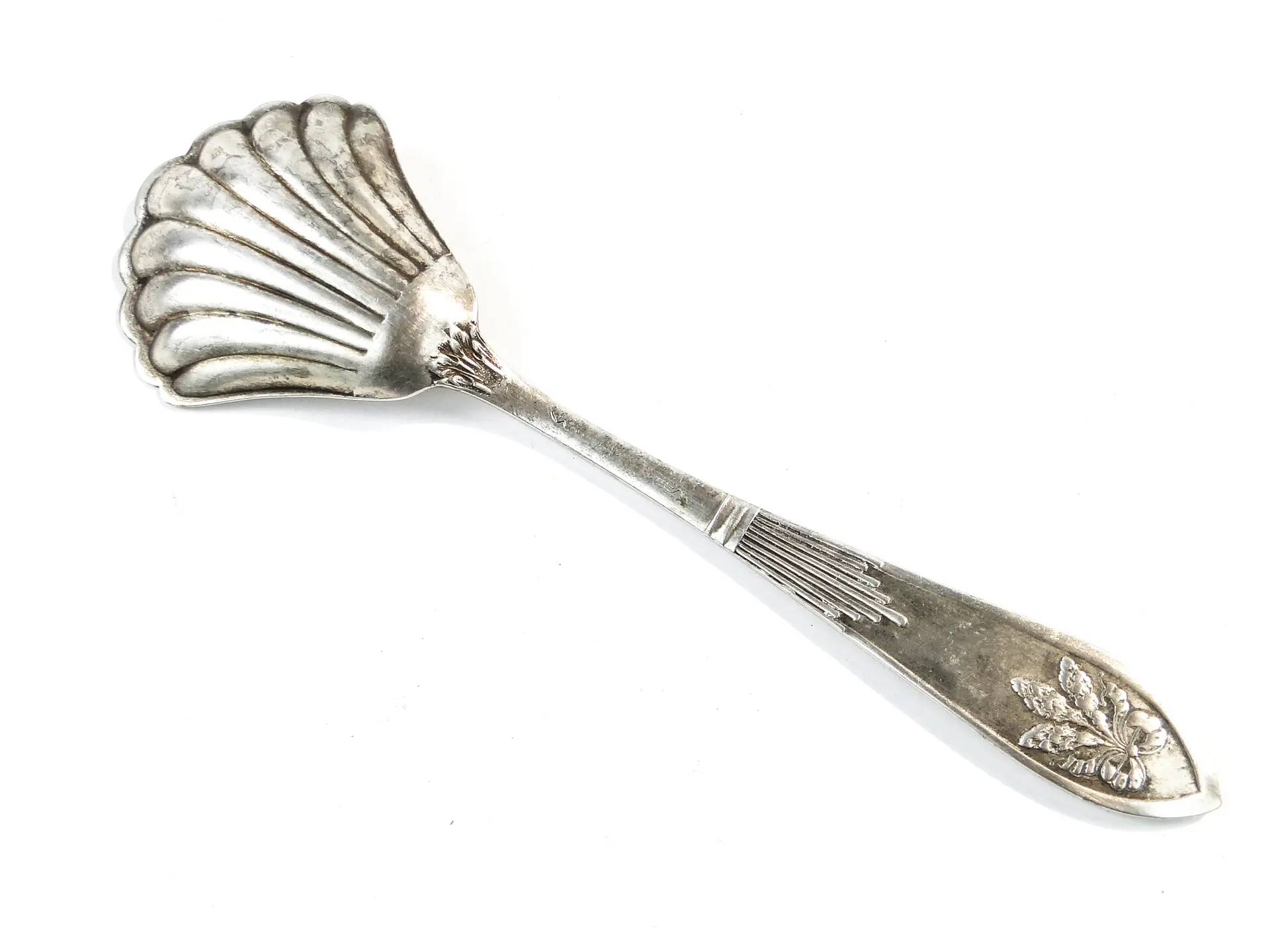 Art Deco sugar spoon, silver-plated brass, Poland, 1930s