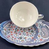Lunch toast cup and its large earthenware saucer from Gien, Cashmere decor