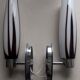 Pair of chromed metal and marbled glass tulip sconces Maison Paulmann