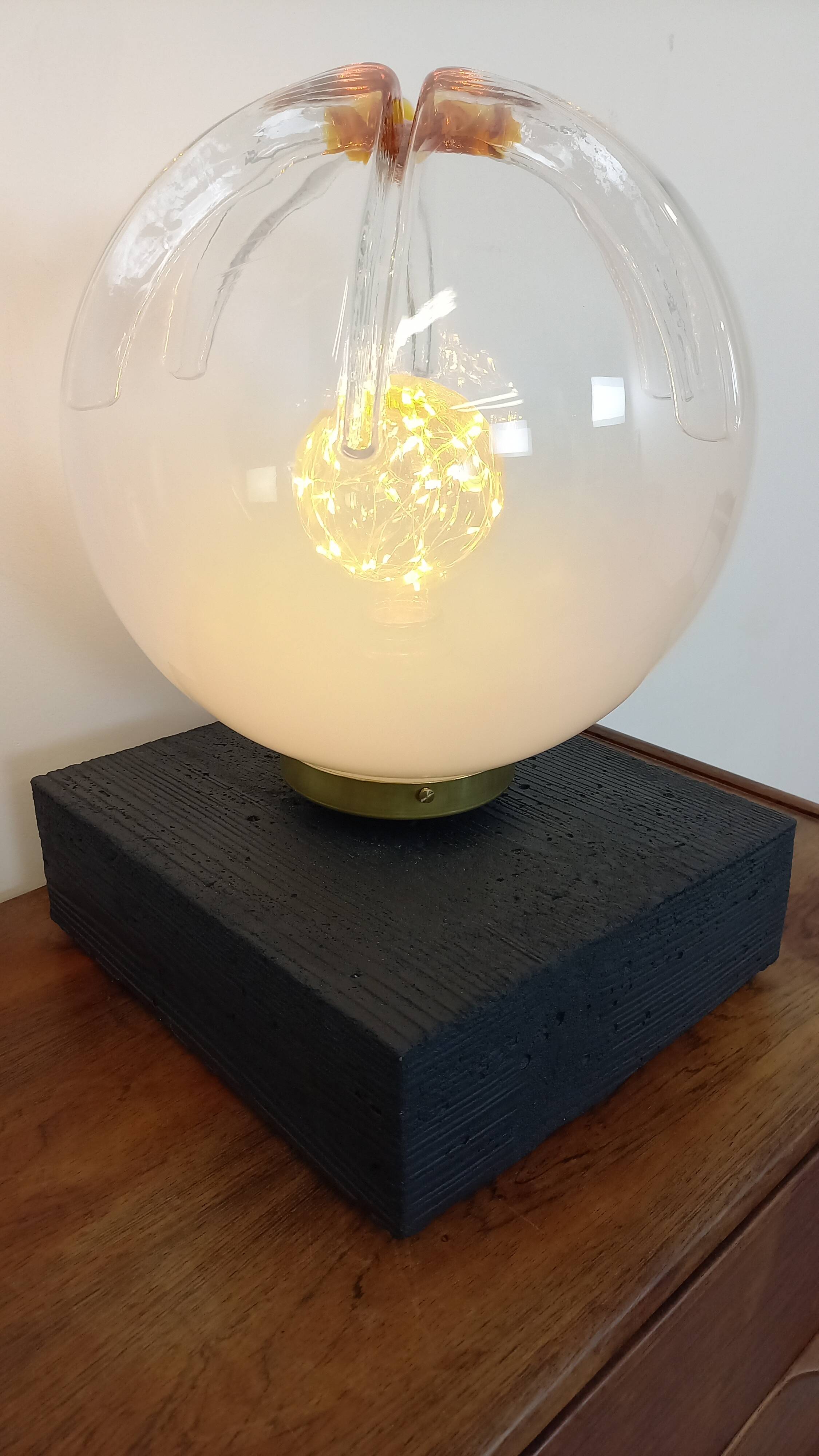 Vintage Mazzega table lamp made of Murano glass from the 1970s.
