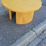 Vintage coffee table round light wood