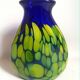 Cobalt blue vase with yellow inclusion Height 33 cm