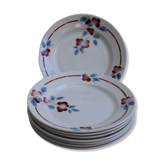 Set of 8 flat ceramic plates