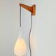 Vintage Tear Drop Wall Lamp in Teak and White Glass, Denmark, 1960s