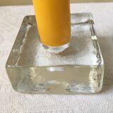 Set of 4 pressed glass ice cube candle holders
