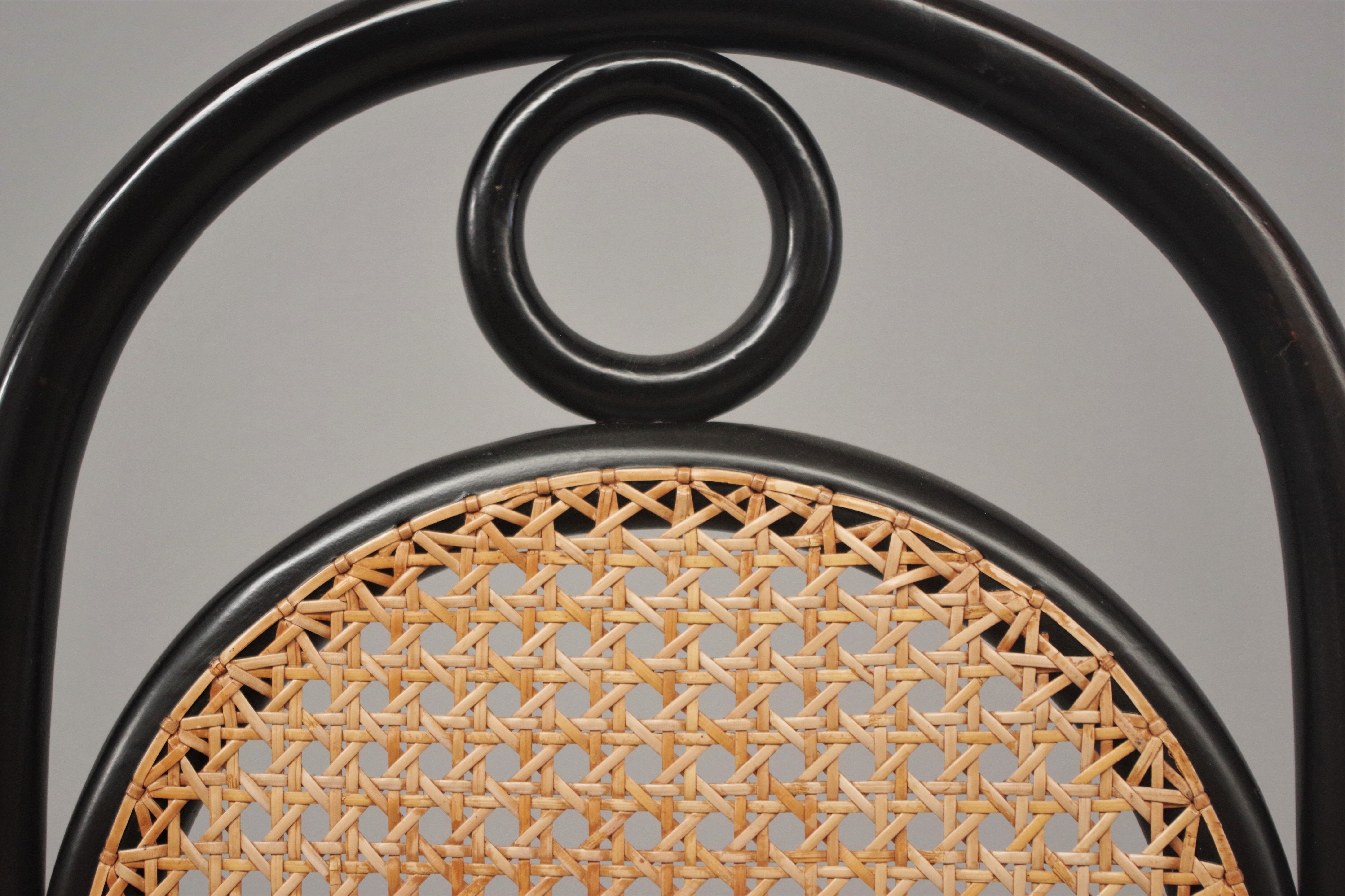 Chairs in bent beech and vienna straw, 1980