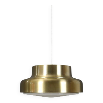 Mid-century pendant lamp in gold / brass finish, Danish modern design, 1960s / 1970s