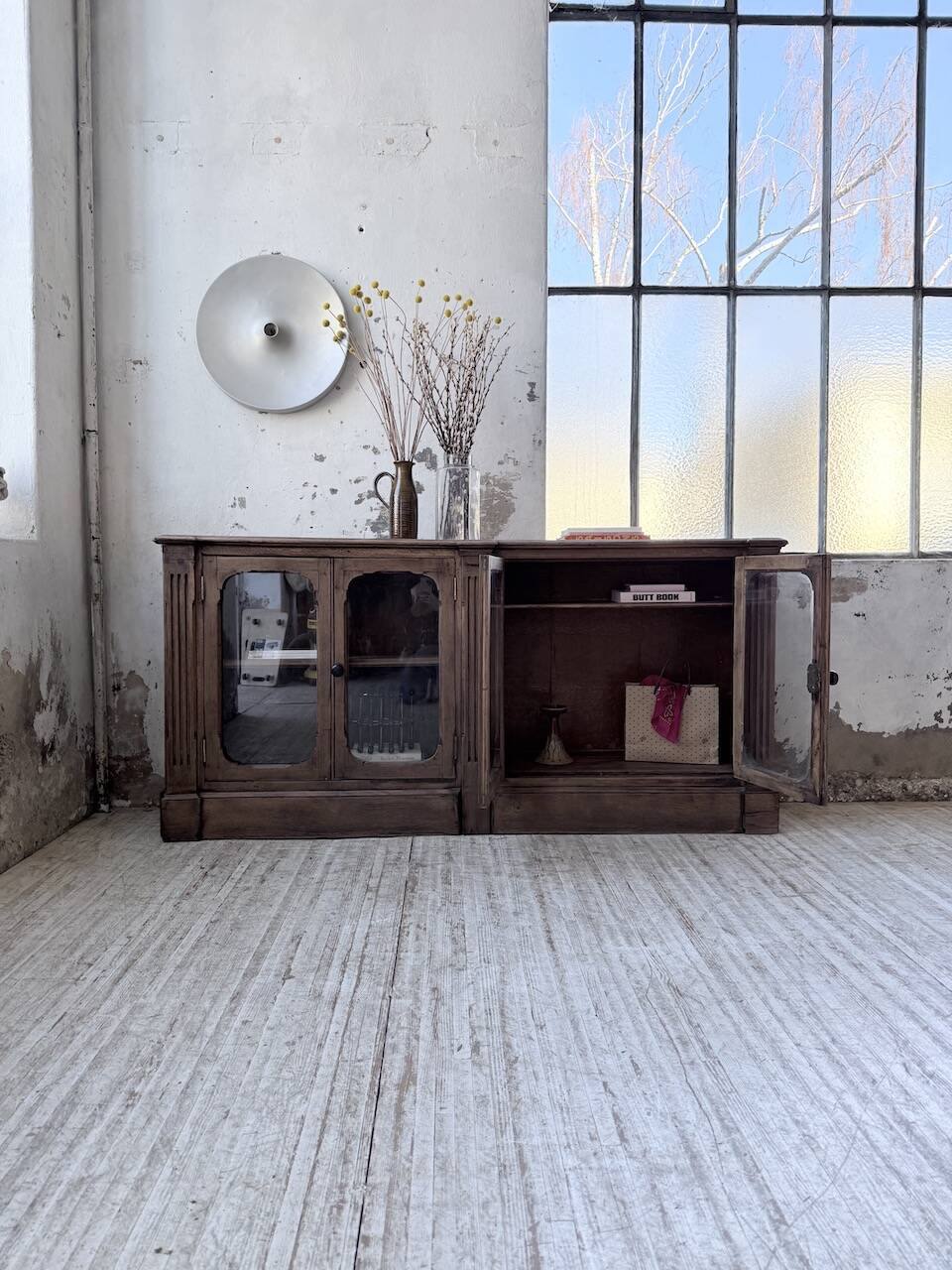 Enfilade display cabinet, solid oak, 1920.