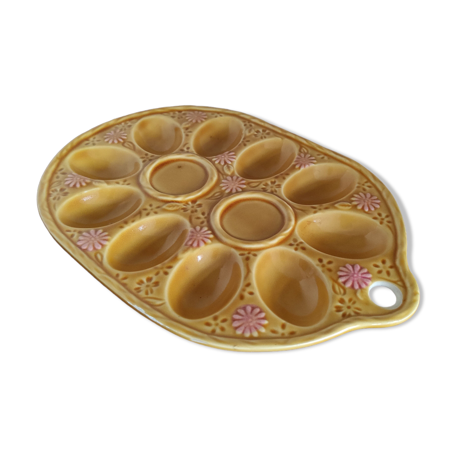 Vintage egg tray in glazed stoneware