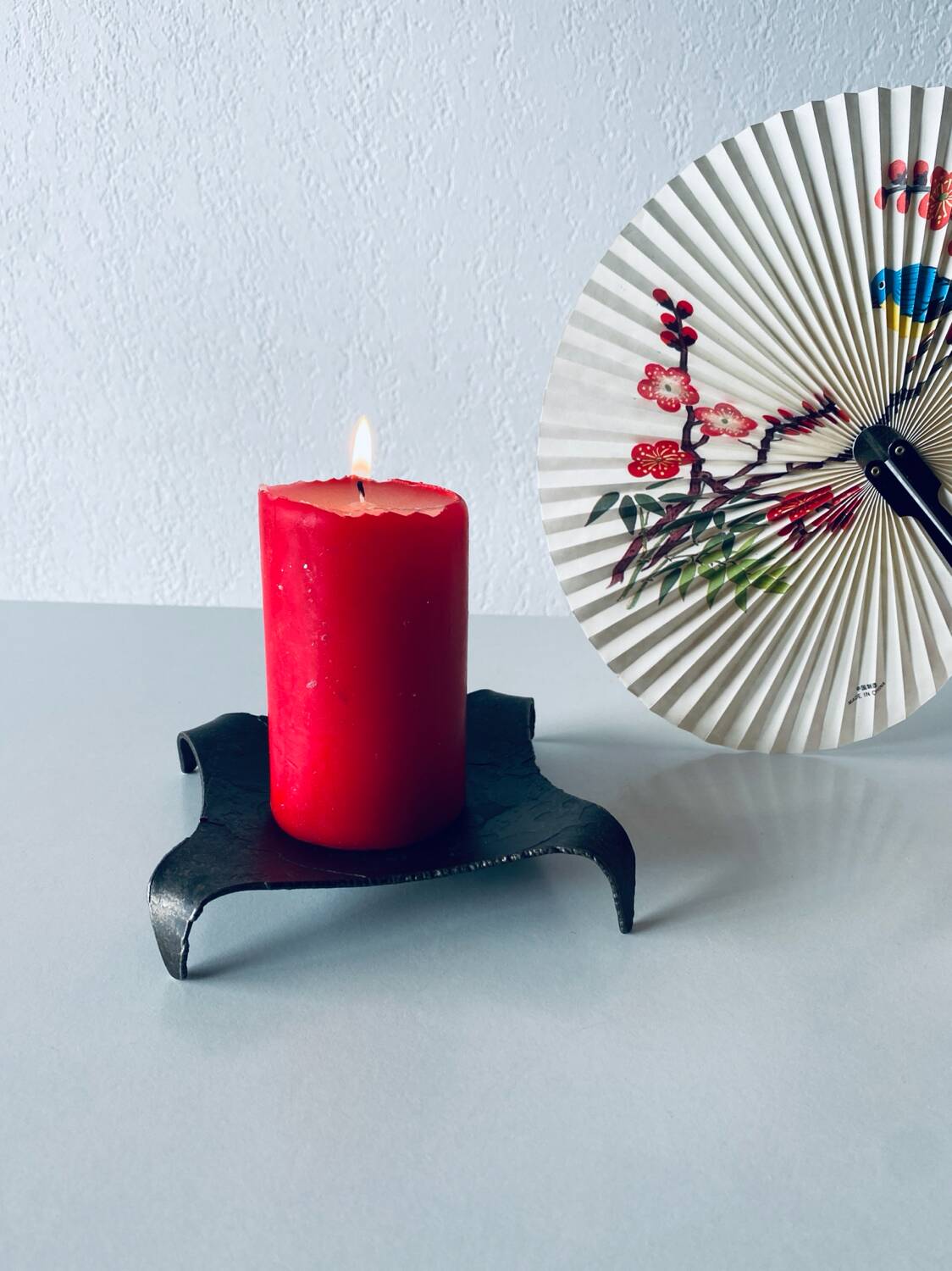 Brutalist iron candle holder
