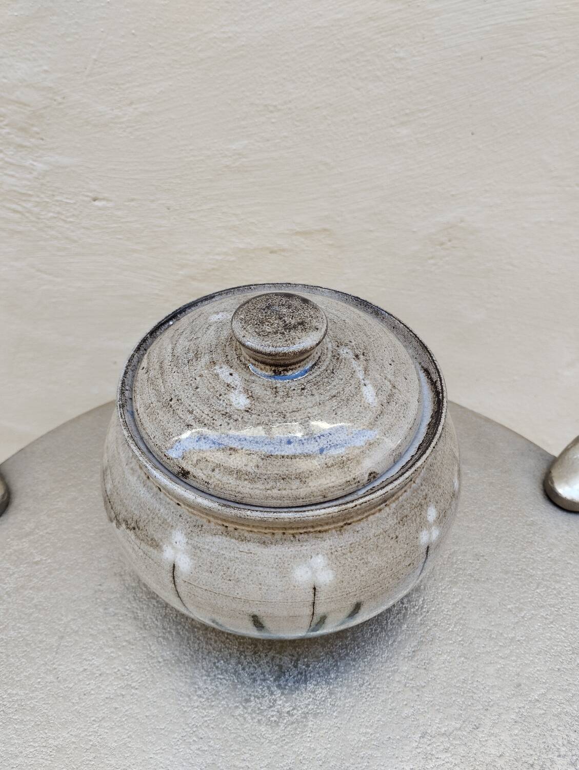 Covered enameled earthenware pot