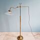 Brass and grooved glass floor lamp in Art Deco style