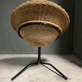 Rattan lounge chair by rohé noordwolde, 1960's